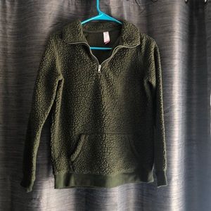 Dark green 1/4 zip Sherpa